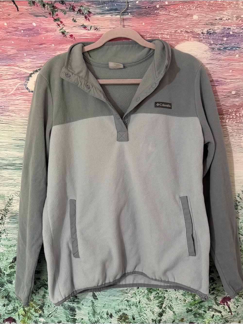 Columbia Men's Two-Tone Light Gray and Gray Fleece Snap Pullover